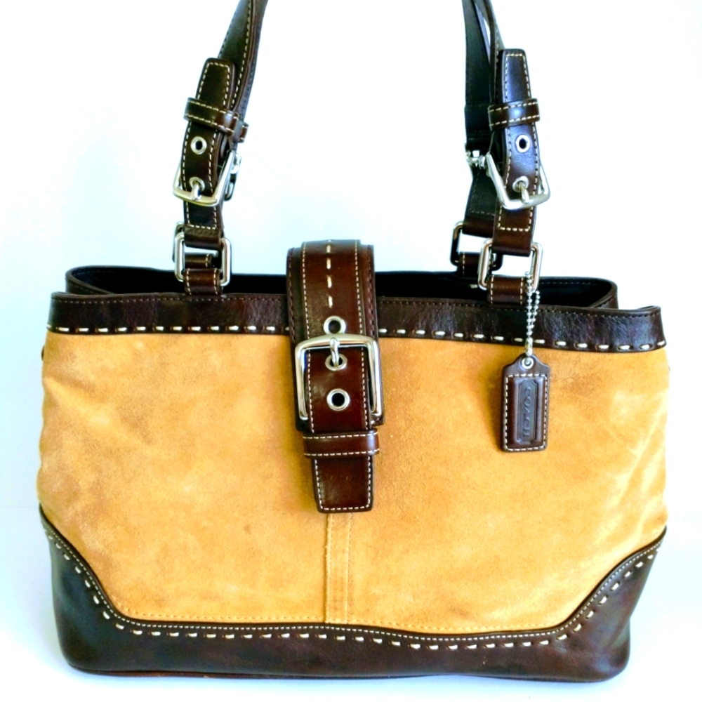 Coach Mercer Satchel Brown Suede Shoulder Bag Gem
